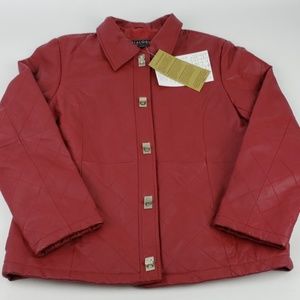 QVC Dialogue Women's Leather Jacket Size XS Red